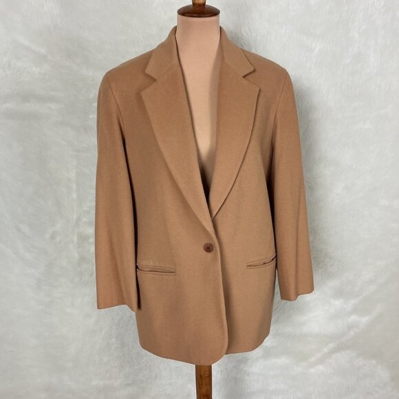 J. Crew Vintage 90s Camel Brown Tan Wool & Cashmere Blend Single Button Blazer 6 - Picture 1 of 6